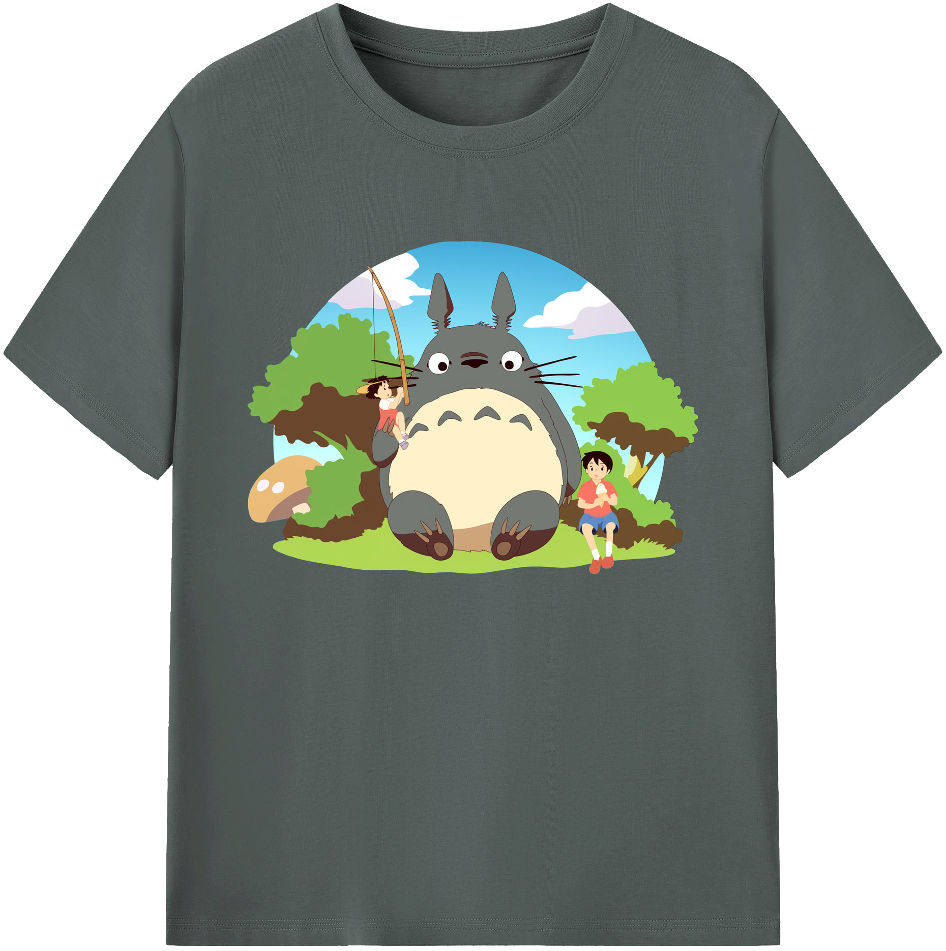 （画像用） となりのトトロ 草壁メイ 草壁サツキ My Neighbor Totoro Satsuki Kusakabe Mei Kusakabe 綿100％ メンズ半袖Tシャツ｜肌触りやわらか＆通気性